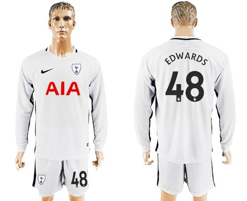 Tottenham Hotspur #48 Edwards Home Long Sleeves Soccer Club Jersey